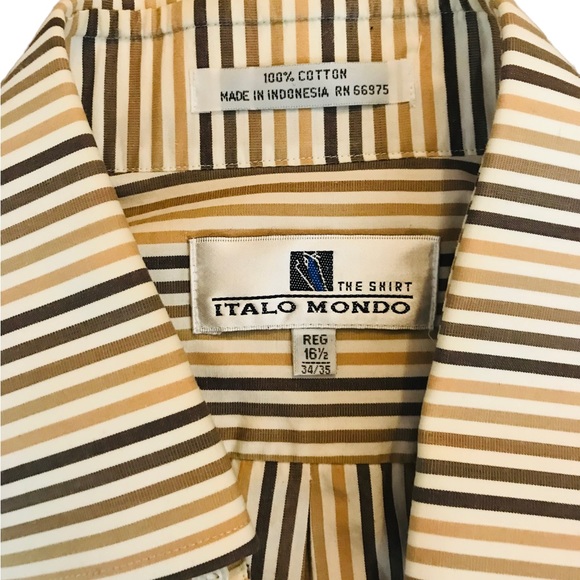 Italo Mondo Regular 16 1/2, 34/35, 100% Cotton Button Down Shirt French Cuffs - Picture 2 of 5